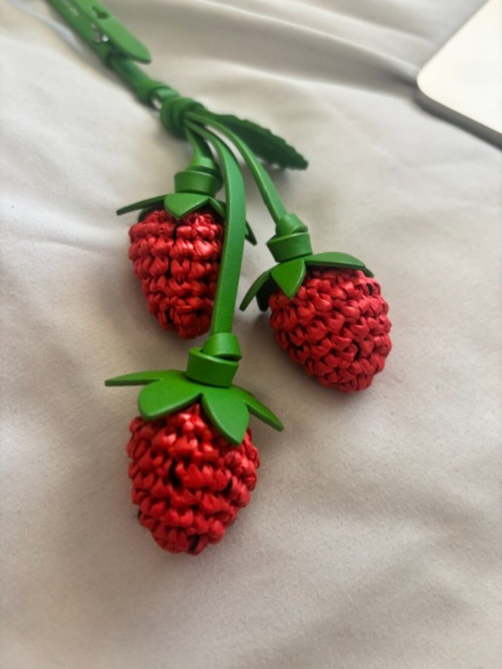 Kate Spade Charmed Strawberry crochet bag charm - Picture 2 of 6